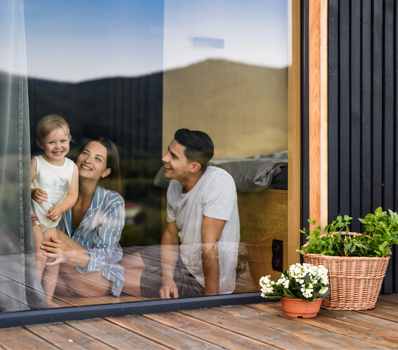 Family playing at home